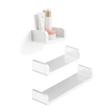 Bathroom Shelf Wall Mounted Organizer Drill Free Fixture Furniture Kitchen Home Improvement with Waterproof ABS Rack Accessory