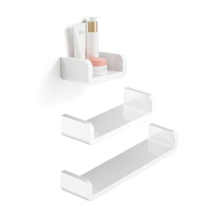bathroom shelf wall mounted organizer drill free fixture furniture kitchen home improvement with waterproof abs rack accessory free global shipping