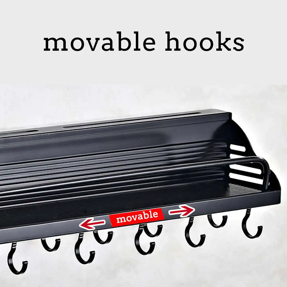 

5 Types Aluminum Wall-Mounted Spice Rack Kitchen Shelves Utensil And Spoon Rack Kitchen Cup Hooks Household Kitchen Accessories