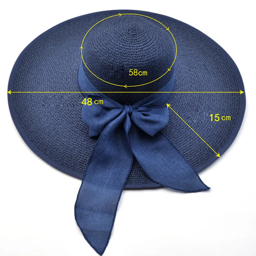 

Summer Fashion Chapeus 2021 Sun Hats Women Big Brim Straw Hat Sun Floppy Wide Brim Hats Bowknot Folding Elegant Beach Cap