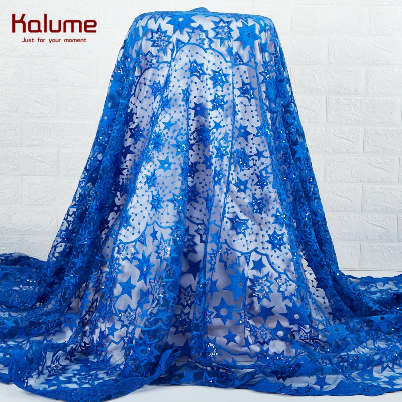 

Kalume Sequins African Milk Silk Lace Fabric Soft French Mesh Lace Fabrics For Wedding Nigerian Tulle Lace Fabric 5 Yards 2294