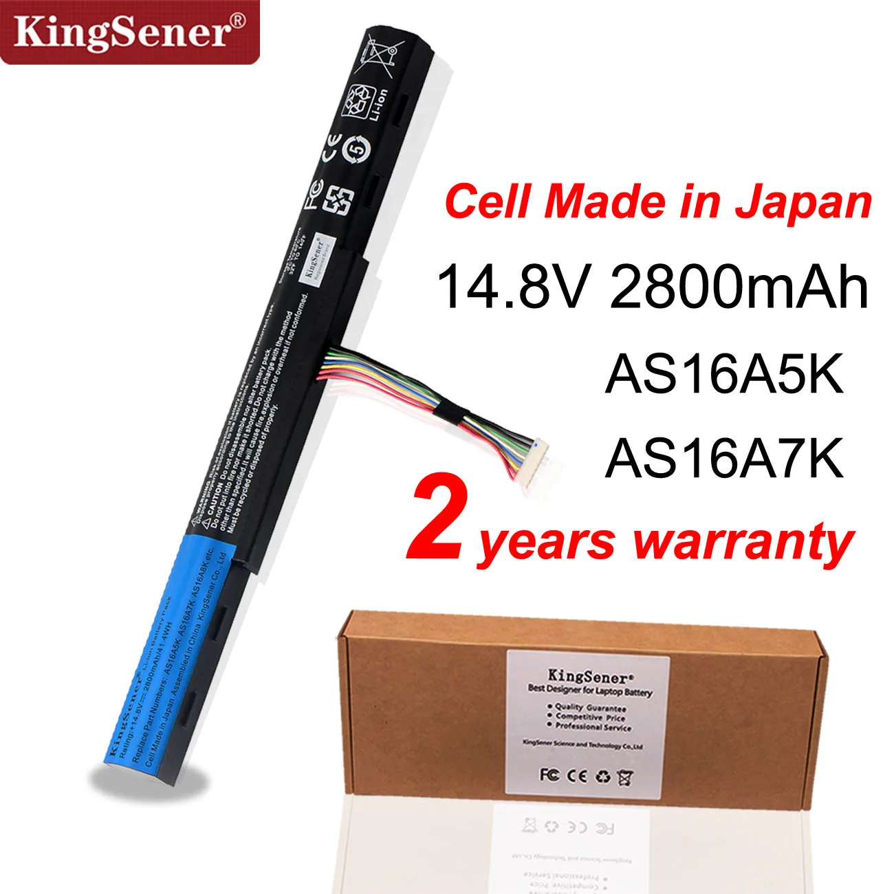 Kingsener-bateria para Acer Aspire E15 A5k As16a7k As16a8k 523g 553g 575g Baterias p/ laptop