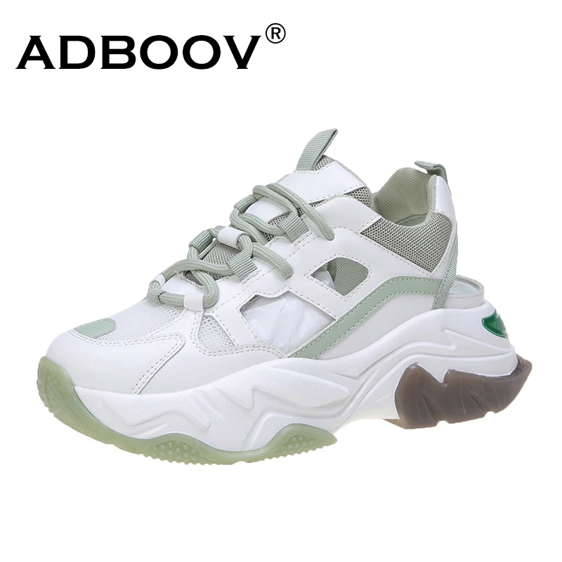 

ADBOOV Hollow Summer Women Shoes Thick Sole Platform Sneakers Leather Shoes Ladies