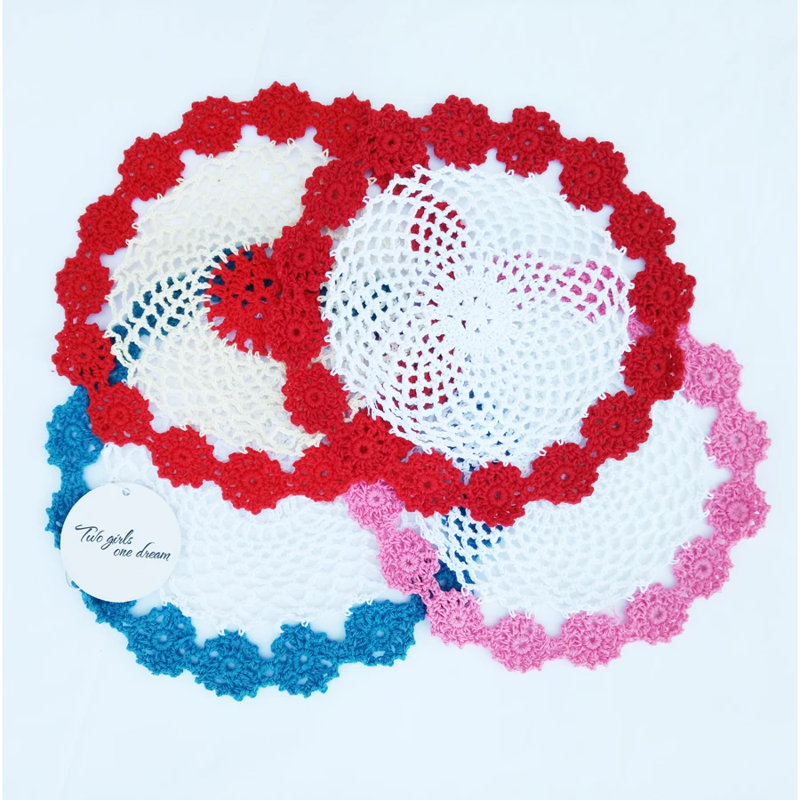 

DIY ретро ручной работы круглый цветок вязаный крючком коврик для чашки домашний 21 см подставка реквизит для стрельбы 12 шт./лот