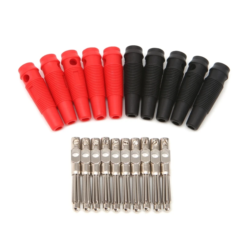 

5 Pair/10 Pcs 4mm 32A Solderless Side Stackable Banana Plug Copper Connectors Terminals Tool Dropshipping