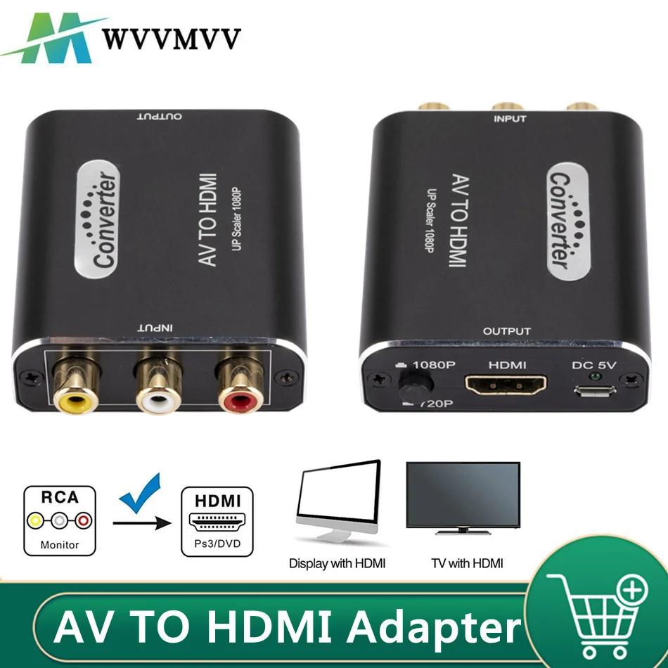 1080P RCA AV к HDMI-композитный конвертер адаптер AV2HDMI для ТВ PS3 PS4 ПК DVD Xbox проектора с