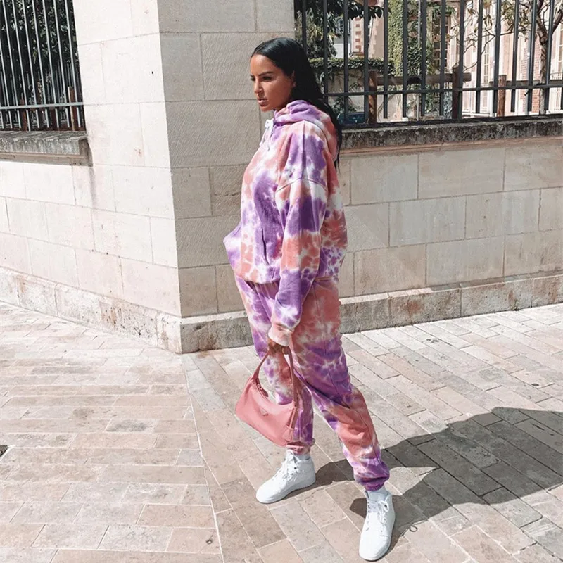 

Winter Clothes Women Two Piece Set Jogging Sweat Suits Sexy Long Sleeve Printed Hoodies Straight Pants Wholesale Dropshipping