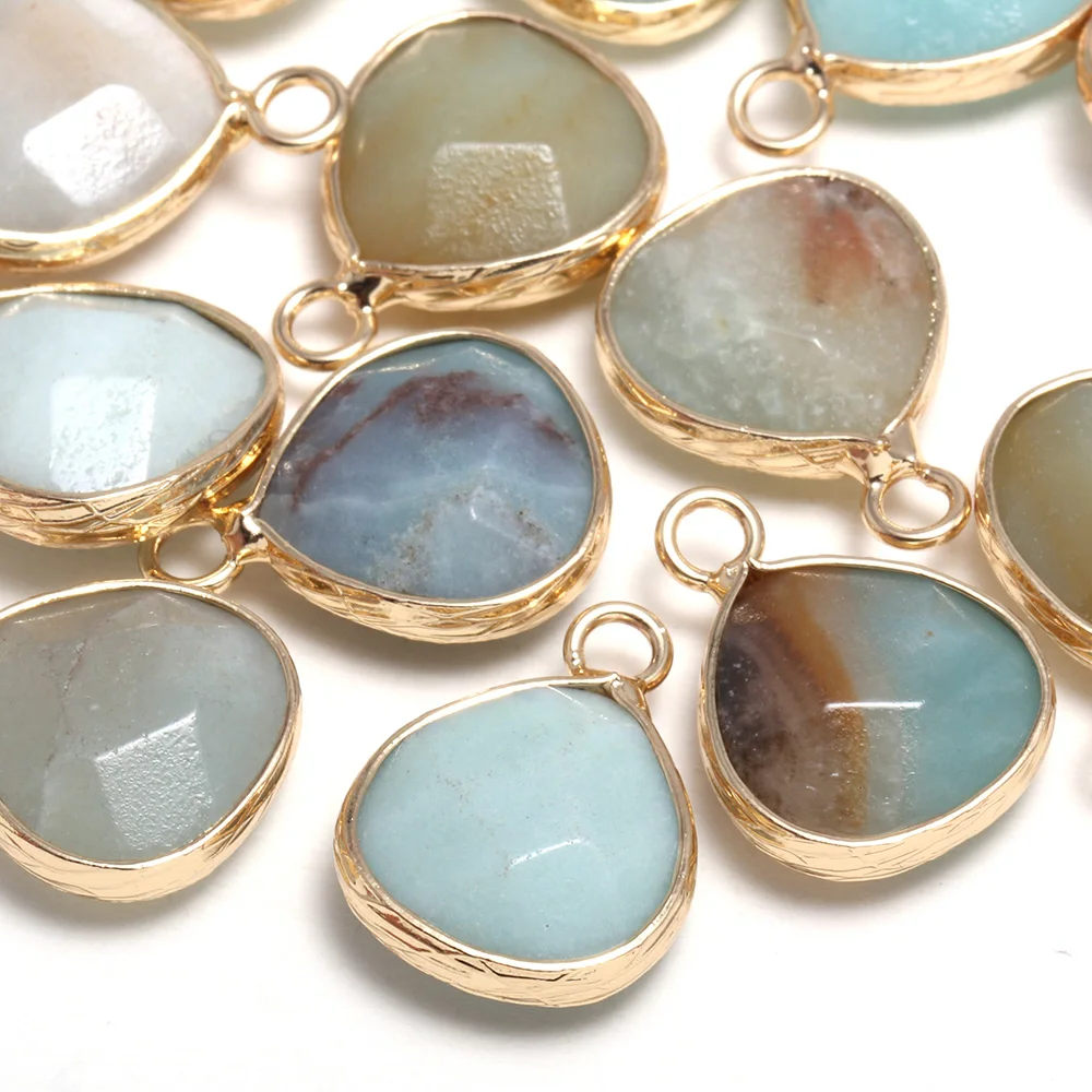 

2Pcs Faceted Water Drop-Shape Amazonite Natural Stone Pendants For Charm Jewelry Making Necklaces Accessories Size 13x18mm