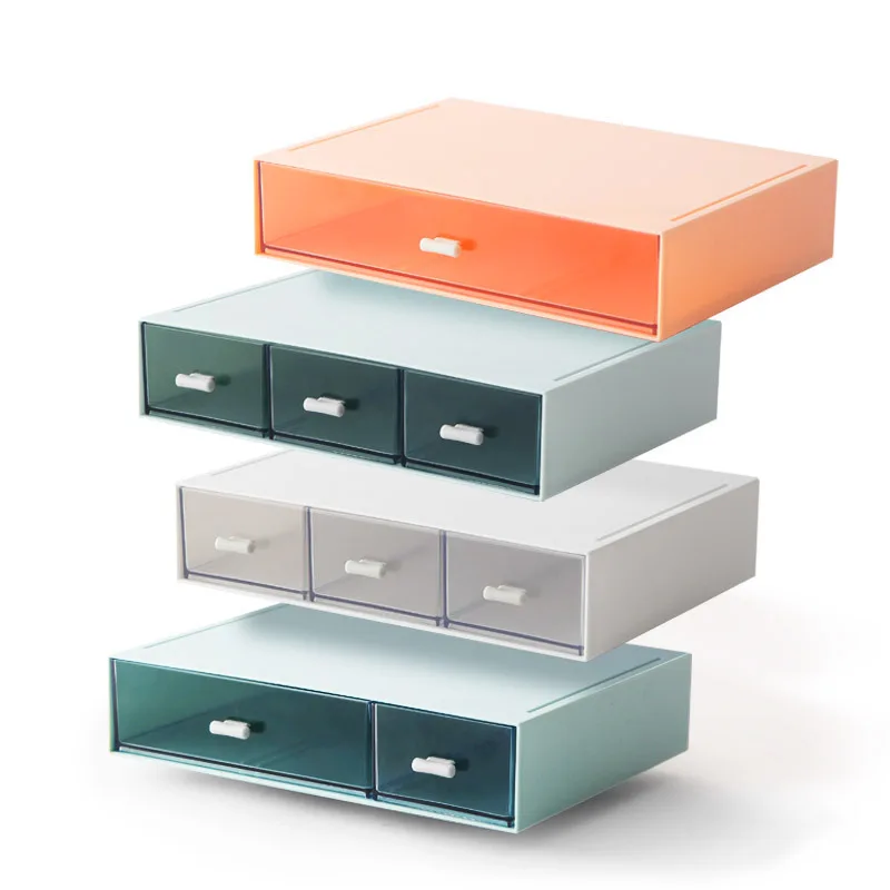 

Drawer type cosmetic storage office desk stationery storage box free combination multi-layer superimposed storage box