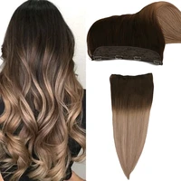 toysww indian human hair balyage color 14 22inch halo human hair extension invisible fishing wire with 4 clips