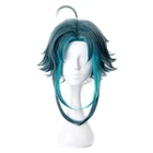 Парик для косплея Game Genshin Impact Xiao из термостойких синтетических волос с голубой смешанной оплеткой, аксессуары для косплея из аниме