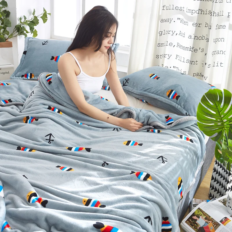 Коралловое флисовое двойное одеяло тонкое офисное фланелевое с кондиционером