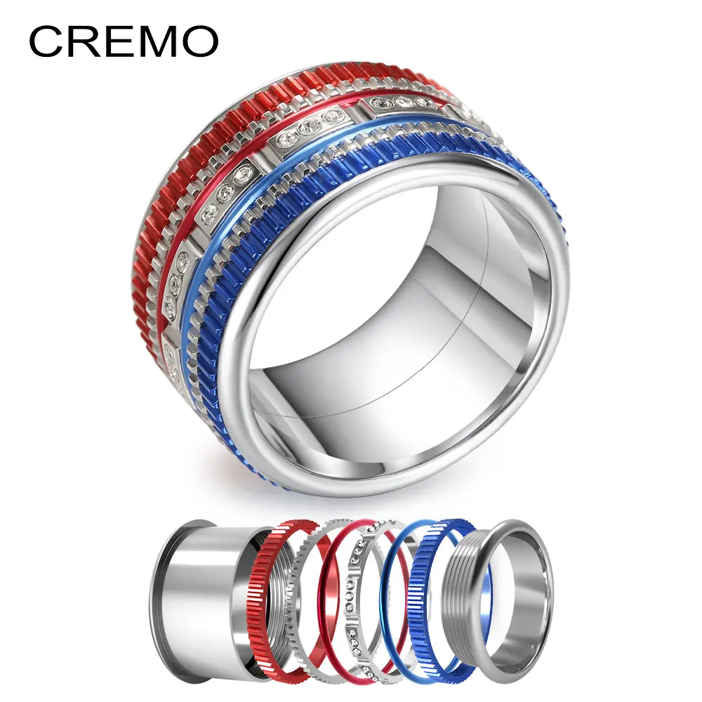 Кремо Бохо инкрустация из нержавеющей стали набор колец для женщин Вращение