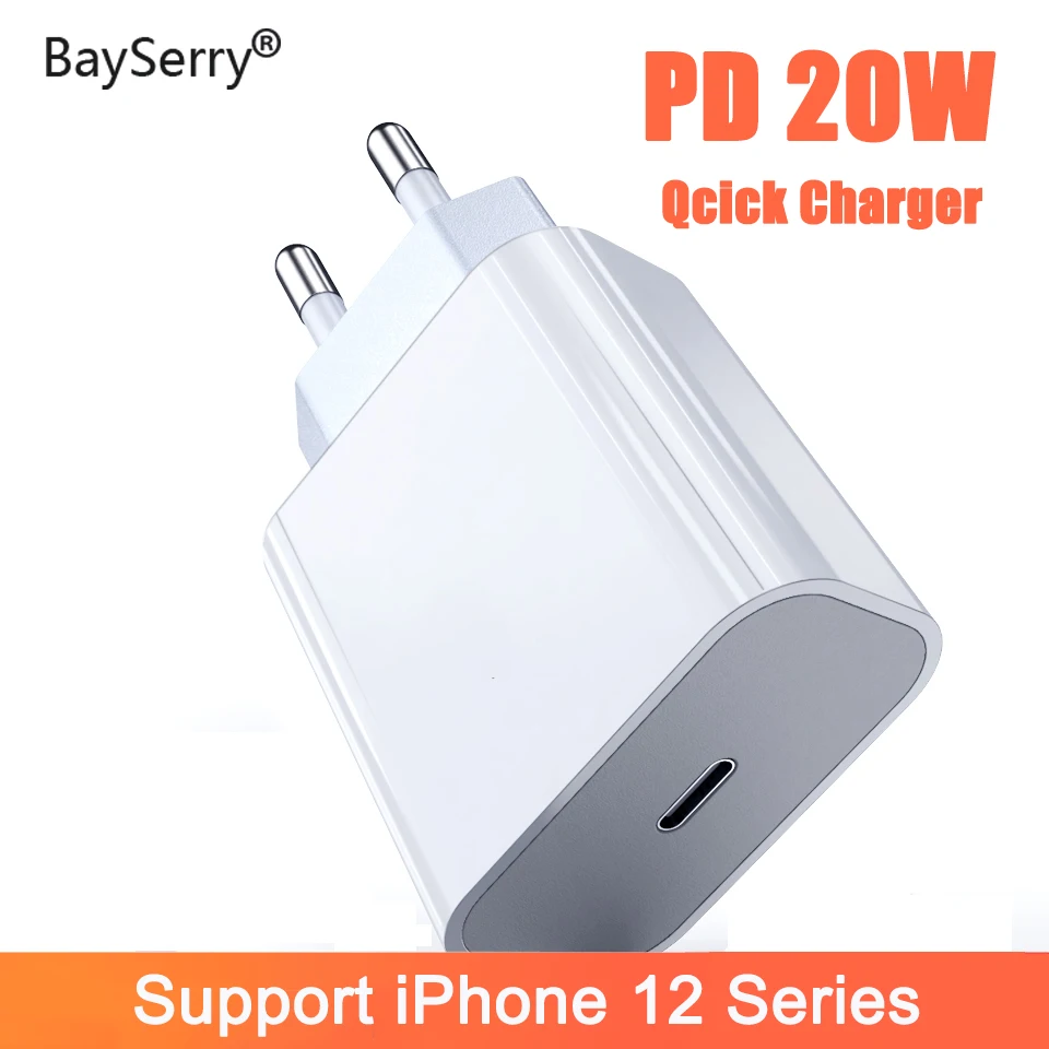 

BaySerry USB C PD Charger 20W For iPhone 12 Pro Max Support Type C QC 3.0 PD Fast Charging Phone Charger for Xiaomi Samsung 20