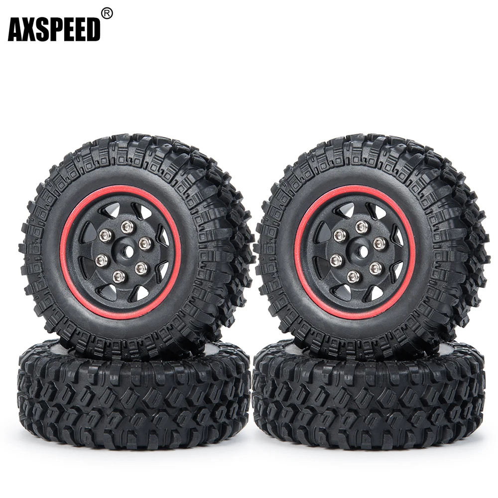 

AXSPEED 4 шт. пластиковые колесные диски с резиновыми шинами для 1/24 Axial SCX24 AXI00001 AXI00002 AXI00005 90081 RC Гусеничный автомобиль