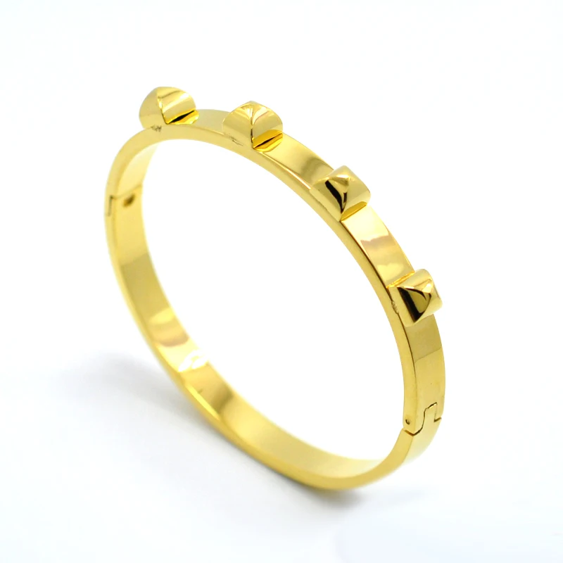 

Fashion Jewelry Punk 361L Stainless Steel Rivet Bangle Pyramid Rose Gold Bracelets & Bangles Nail Pulseras Bracelets for Women