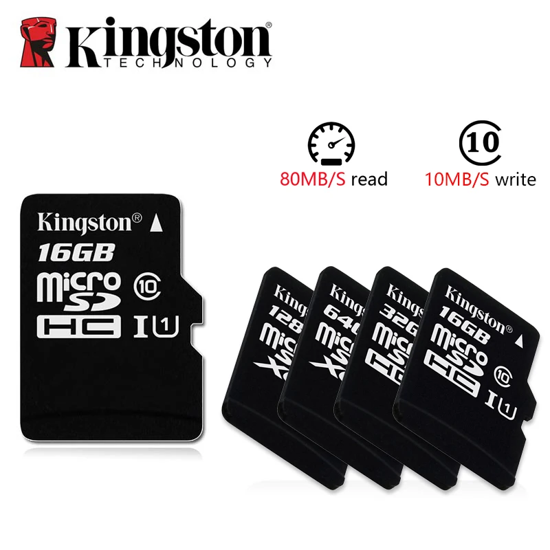 Kingston Microsd 8 ГБ 16 32 64 Гб 128 256 карта памяти класс 10 SDHC TF с адаптером для карт/ридером