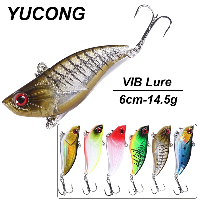 

YUCONG 6PCS Sinking VIB Lures 6cm-14.5g Lipless Fishing Baits Noisy Crankbait Shore Casting Wobblers Artificial Vibration Isca