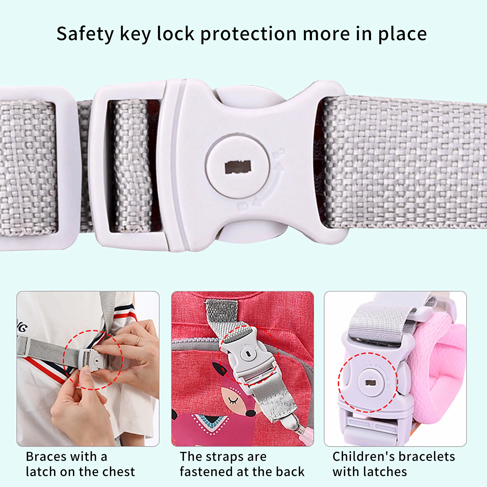 

360-Degree Rotating Metal Head Multi-Functional Walking Harness PU Outsourcing Protections Breathable Safety Harness Stable
