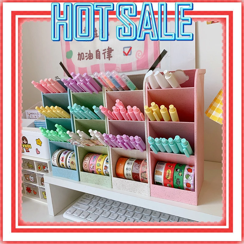 

Органайзер настольный прозрачный в Корейском стиле, Офисная Канцелярия, держатель для ручек и кисточек для макияжа, Канцтовары