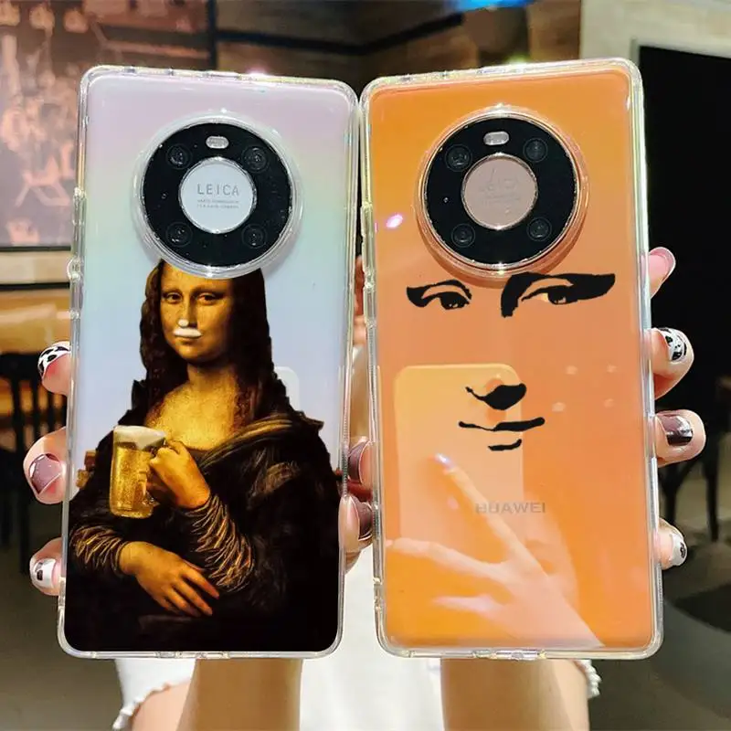 

Funny Illustration Mona Lisa Phone Case For Huawei P 20 30 pro lite Psmart 2019 Y5 6 7 Honor 8 10 i lite Mate 20lite