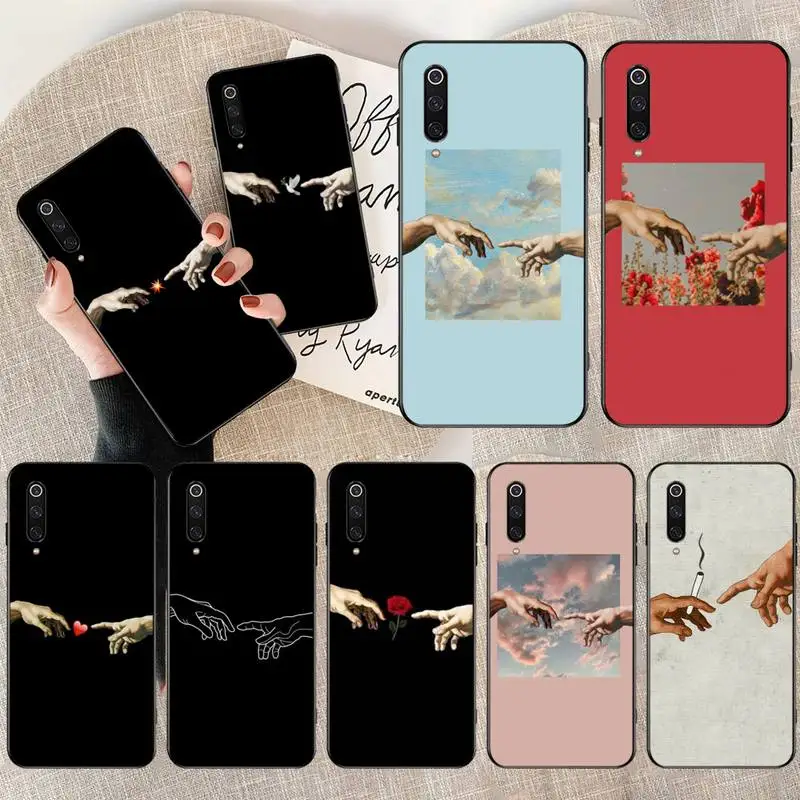 

CUTEWANAN Funny Hand The Creation of Adam Soft Black Phone Case for Redmi Note 8 8A 7 6 6A 5 5A 4 4X 4A Go Pro Plus Prime