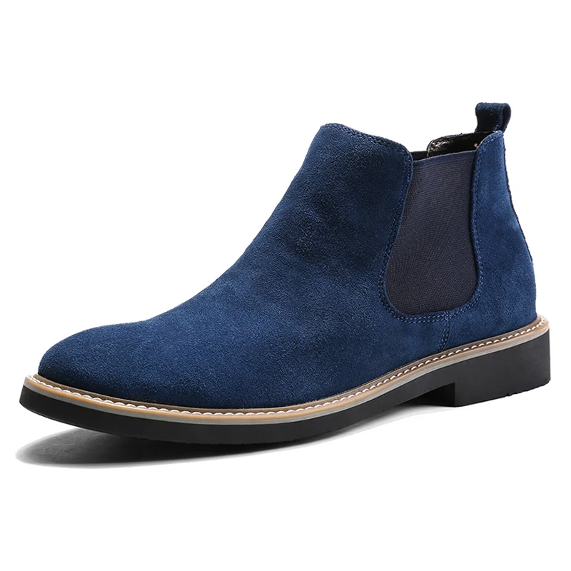 Ботинки Челси мужские кожаные Осень-зима черные серые синие | Обувь