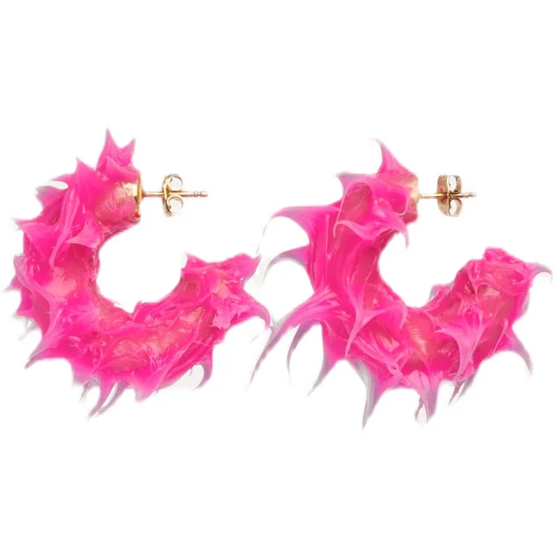 

Tufted Rubber Earrings Colorful Dripping Oil Sandy Stars Same Style Street Wild Fashion Ins Jewelry Accessories