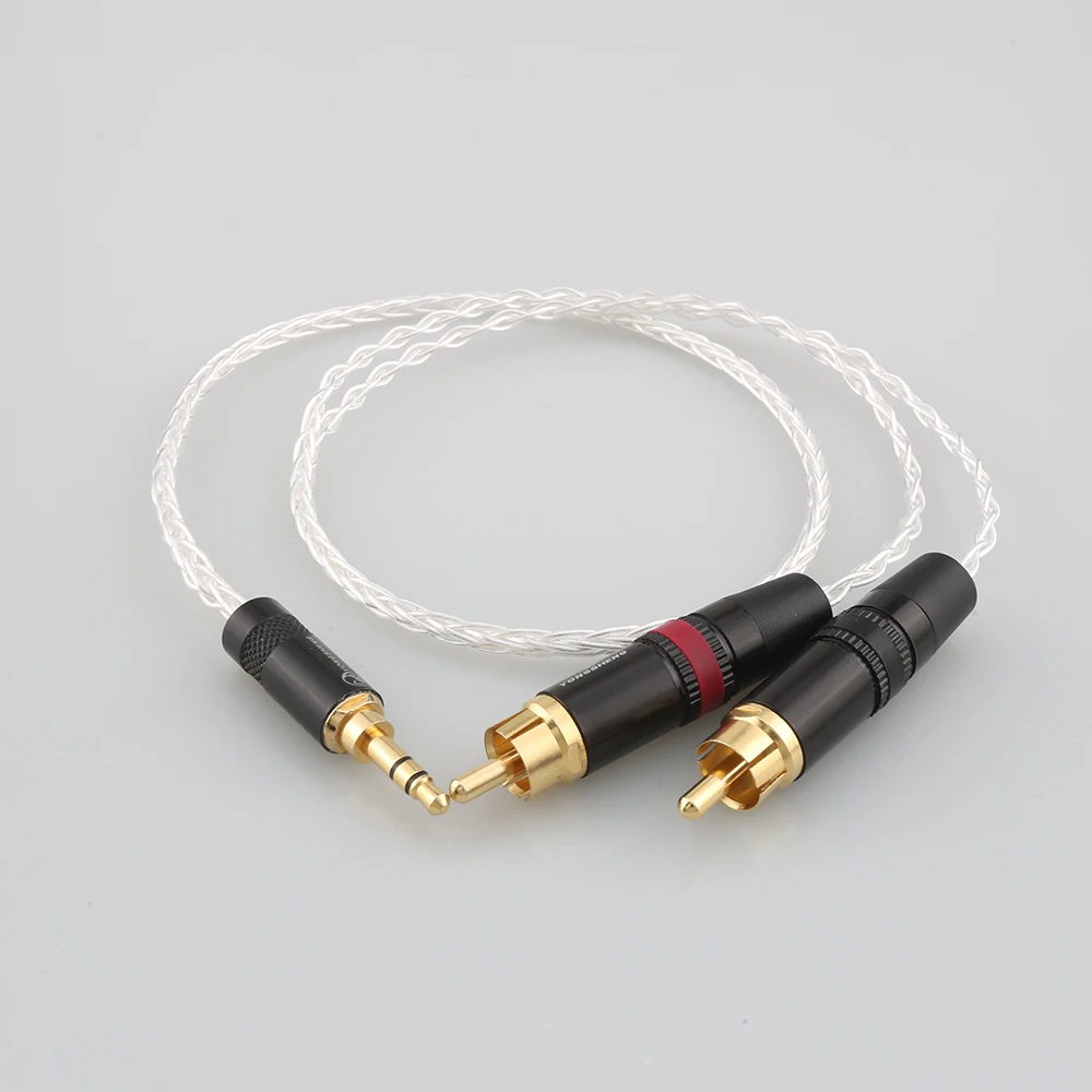 Новый аудио кабель Audiocrast 3 5 мм стерео к 2 RCA папа 8-ядерный 7N OCC медный посеребренный