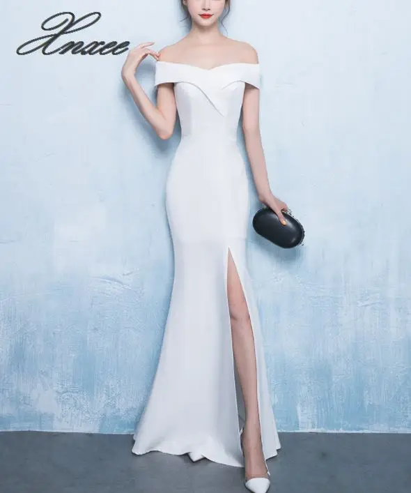 

Banquet dress noble and elegant long paragraph shoulder fishtail host dress long dress
