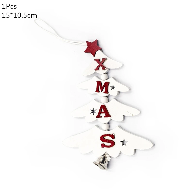 1pcs white tree Деревянная Рождественская елка, украшения, деревянная подвеска, автомобиль/Лось/звезда, поделки своими руками, Noel, рождественские украшения для дома, рождественский подарок для детей - Цвет: 1pcs white tree