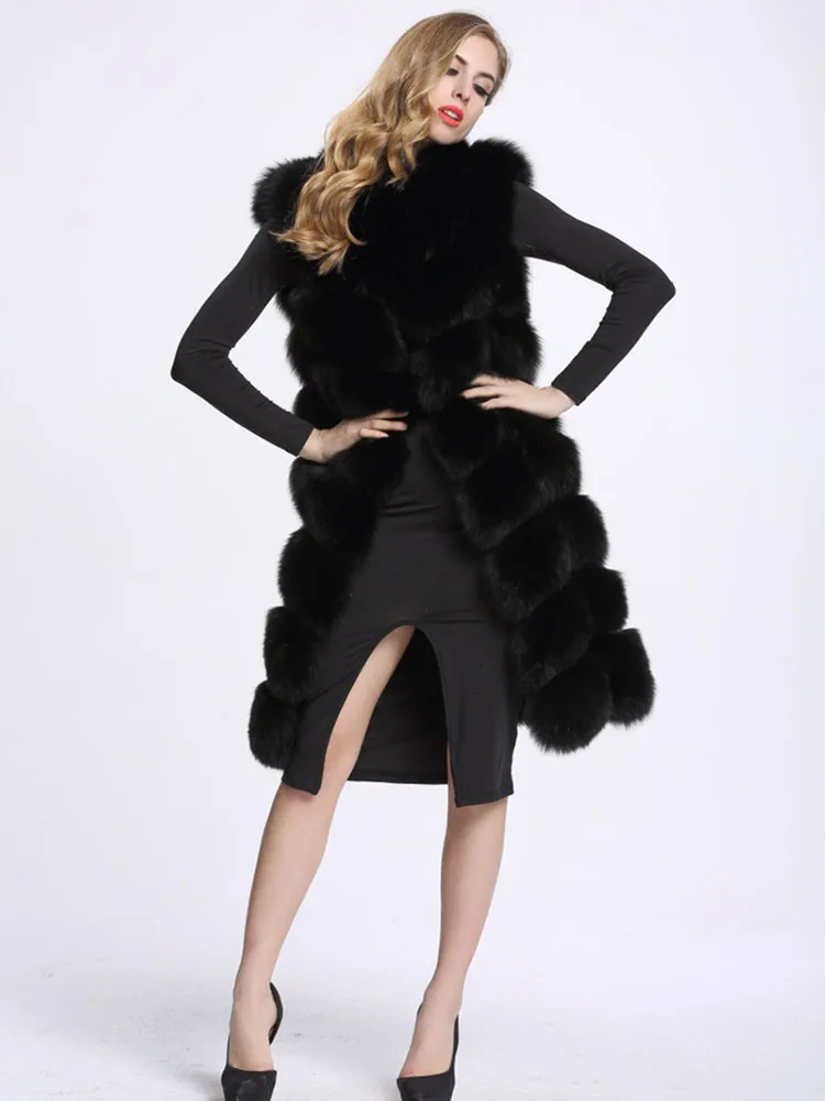 Woman Fur Faux Jacket Long Fluffy Coat 2021 Winter Street Fashion Fluffy Cardigan Biker Leather Vest Luxury Sleeveless Russian