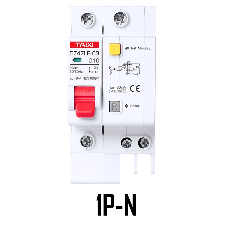 Автоматический выключатель Mini RCD RCBO DZ47 10A 16A ток 30mA 15mA MCB защита от утечки бытовой