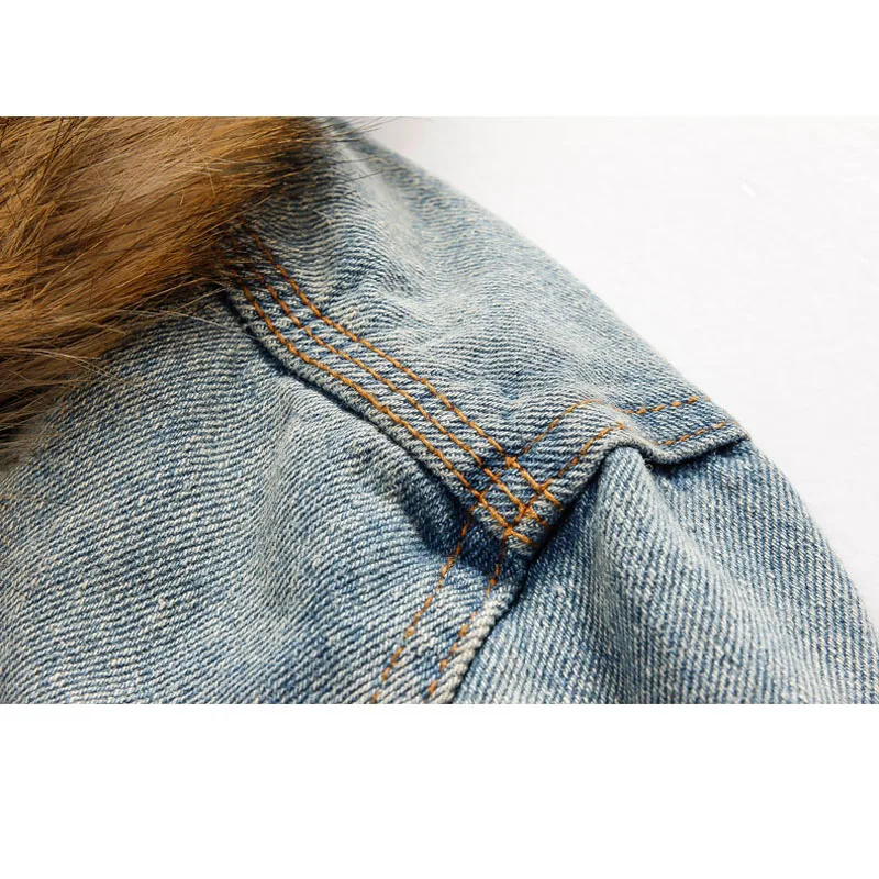 Мужская джинсовая куртка с меховым воротником Riiped для мужчин размера плюс 4XL