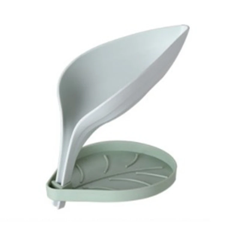 

Three-dimensio Non-slip Drain Soap Tray Scouring Pad Soap Storge Holder Bathroom Accessories Double Layer Leaf Shaped Soap Box