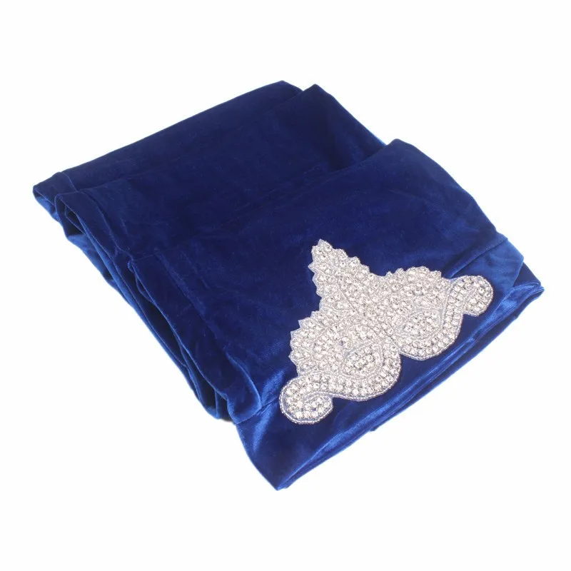 Royal Blue Бриллиантовый длинный бархатный шарф Тюрбан головной убор нигерийский тюрбан стильный головной женский мусульманский шарф шапочки под хиджаб женский тюрбан - Цвет: Royal Blue