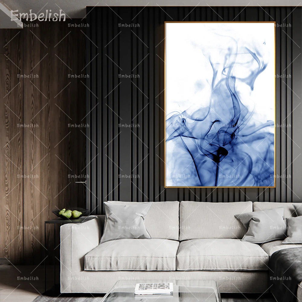 

Embelish 1 Pieces Nordic Style Watercolor Blue Smoke HD Print On Canvas Paintings For Living Room Modern Wall Pictures Artworks