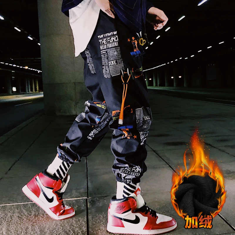 Брюки-карго Мужские Светоотражающие в клетку бархатные тактические штаны с