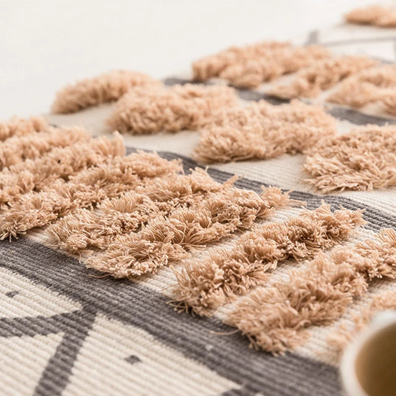 Марокканский хлопковый ковер ручной работы ворсовые кисточки напольный коврик