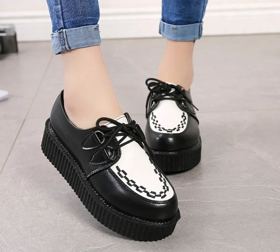 

Мокасины женские на плоской платформе, Дышащие Модные лоферы, кожаная обувь на шнуровке, осень-весна