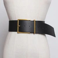 women wide waist belt vintage big pin buckle black belts for jeans brown pu faux leather strap belt hot ladies dress waistbands