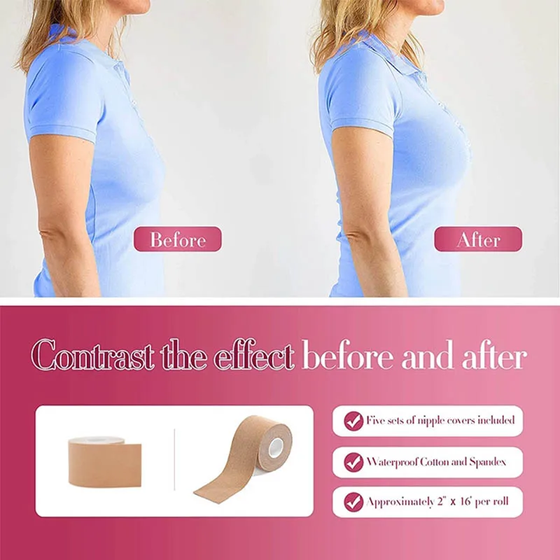 

Women 1 Roll Comfort Sexy Seamless Bra Breast Lift Tape Body Invisible Nipple Cover Silicone Strapless Push Up Bra Plus Size