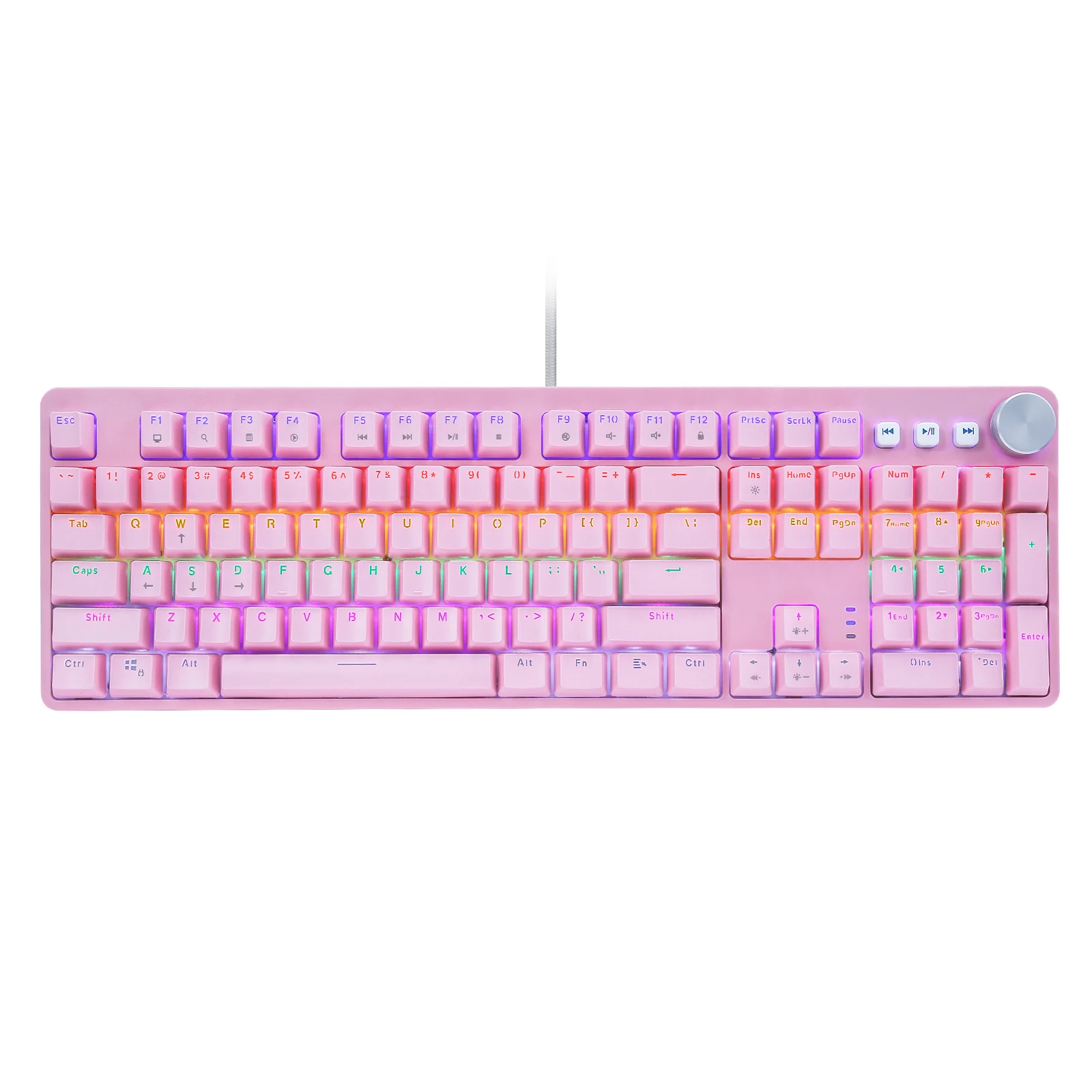 

BT-855 Wired Gaming Keyboard , Mechanical Switch Rainbow Led Backlit 108 Keys Full Size US Layout for Gamer PC