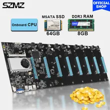 BTC-S37 Mining Crypto Ethereum Motherboard Combo 8 GPU Miner Support Rx 580 Gtx 1050 1060 2060 1660 8GB Vedio Card Mining Board