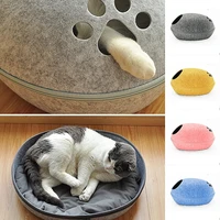 creative eggshell nest removable pet beds semi closed breathable felt cat nest washable puppy kennel with zipper pet accessories