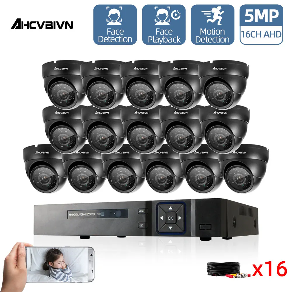 

16CH 5MP Lite 5in1 CCTV DVR HD 1080P 5MP 16PCS TVI Security Camera PIR Detection IP66 Outdoor Home Video Surveillance System Set