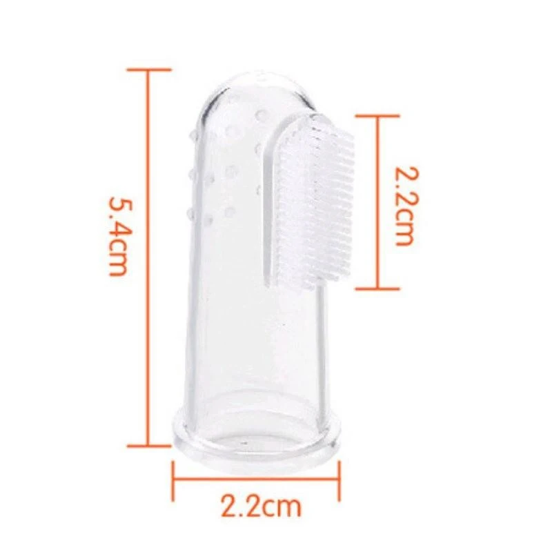Cepillo de dientes de silicona para beb&eacute; + caja, limpieza de goma, suave, transparente-5