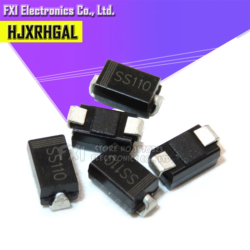 100 шт. SS110 SR1100 SMD Шоттки барьер выпрямитель SMA диод 1A 100 в новый оригинальный