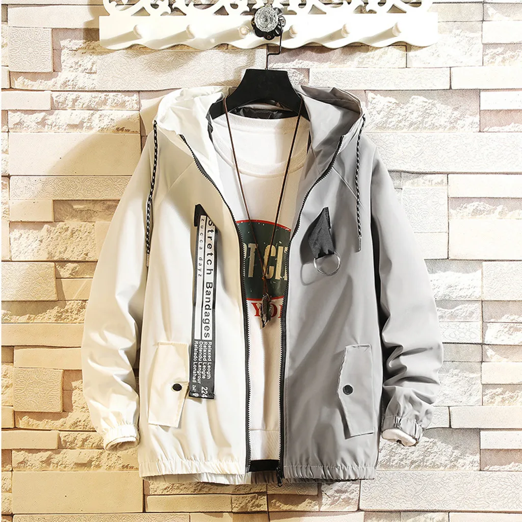 jacket men Autumn Casual Fashion Color Collision Hoodie Thin Jacket Zipper Hip Hop coach streetwear jacket jaqueta masculino