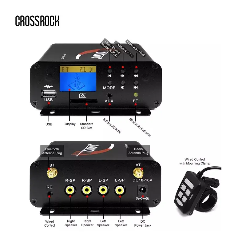 4-канальный Bluetooth Водонепроницаемый ATV UTV RZR двигатель стерео колонки аудио